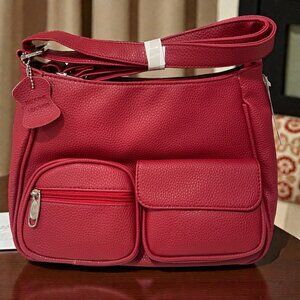Red Leather Crossbody Bag Dmargeaux New York Utility Streetwear Everyday Purse